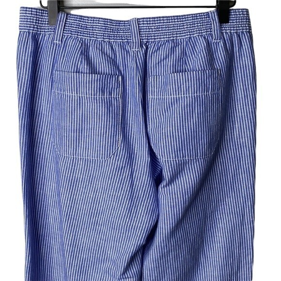 Talbots Easy Drawstring Stripe Pant Linen Cotton Coastal Loose Fit Comfy Airy - Picture 7 of 16